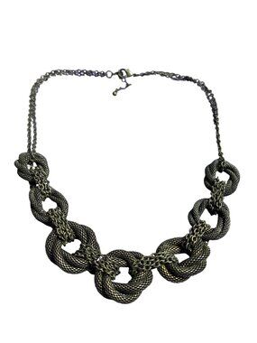 Bronze Color Chunky Statement Mesh Chain Necklace 17 - 19 inches Long